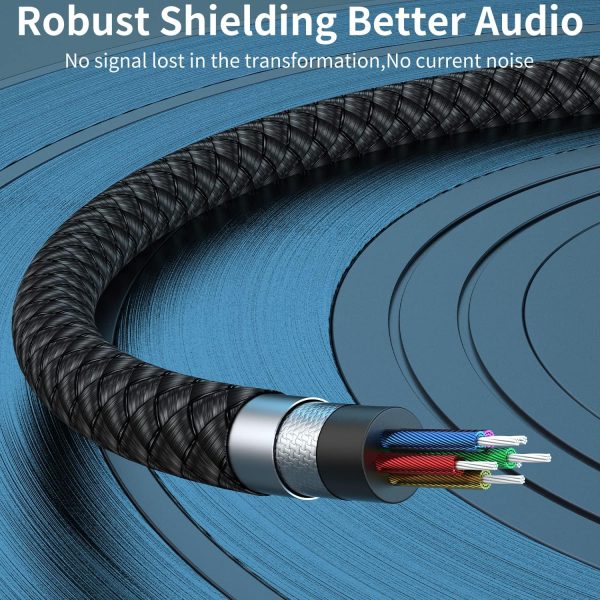2 Pack AUX Cable, (6.6ft/2m, Hi-Fi Sound) 3.5mm TRS Auxiliary Audio Cable Nylon Braided Cord Compatible with Car,Home Stereos,Speaker,iPod iPad,Headphones,Sony,Echo Dot,Beats (Grey) - Image 5