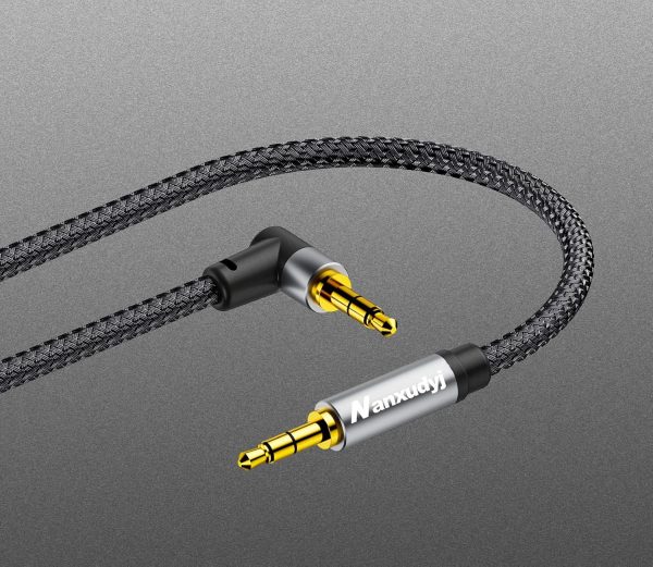 3.5mm Audio Cable 6ft/1.8M, Stereo Aux 3.5mm to 3.5mm Cable 90 Degree Long Aux Cable Aux 3.5mm Male to Male Right Angle TRS Cable Compatible for Headphone,Tablets, Speakers, 24K Gold Plated - Image 8