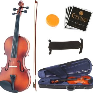 Mendini By Cecilio Violin For Beginners, Kids & Adults - Beginner Kit For Student w/Hard Case, Rosin, Bow - Starter Violins, Wooden Stringed Musical Instruments