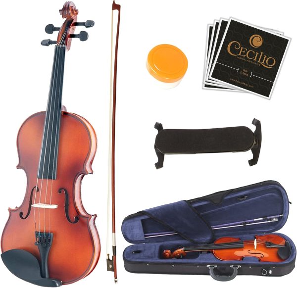 Mendini By Cecilio Violin For Beginners, Kids & Adults - Beginner Kit For Student w/Hard Case, Rosin, Bow - Starter Violins, Wooden Stringed Musical Instruments