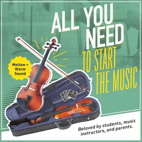 Mendini By Cecilio Violin For Beginners, Kids & Adults - Beginner Kit For Student w/Hard Case, Rosin, Bow - Starter Violins, Wooden Stringed Musical Instruments - Image 2