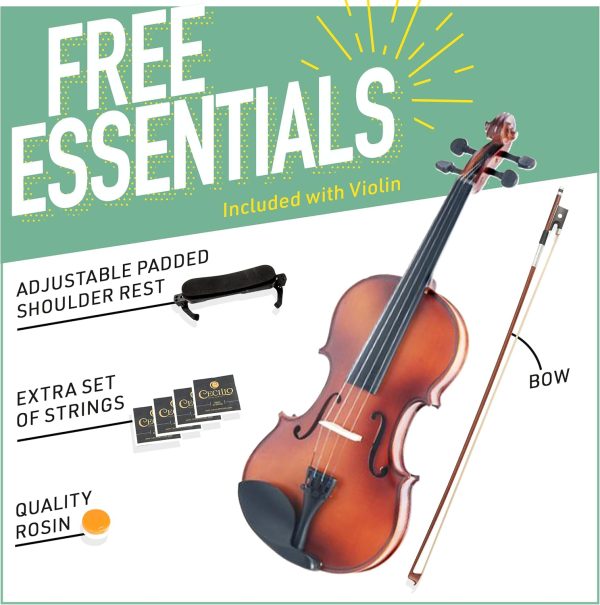 Mendini By Cecilio Violin For Beginners, Kids & Adults - Beginner Kit For Student w/Hard Case, Rosin, Bow - Starter Violins, Wooden Stringed Musical Instruments - Image 5