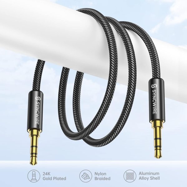 Syncwire 3.5mm Nylon Braided Aux Cable (3.3ft/1m,Hi-Fi Sound), Audio Auxiliary Input Adapter Male to Male Cord for Headphones, Car, Home Stereos, Speaker, iPhone, iPad, iPod, Echo & More – Black - Image 4